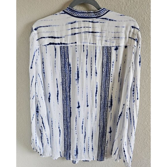 Chico's Woman SZ XL (chico 3)Button Up Blouse Tasseled Bohemian Hippie Casual - Picture 2 of 7